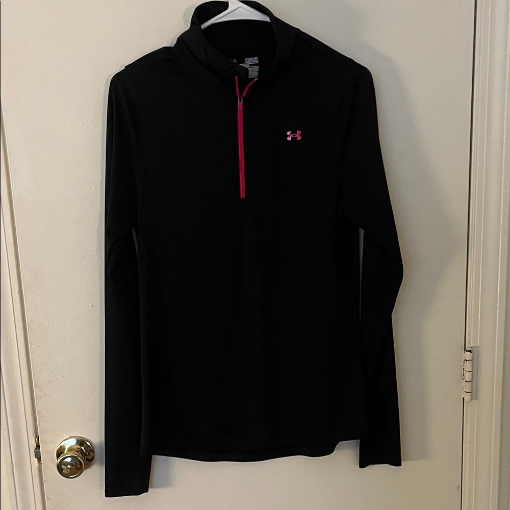 Under Armour Black Semi Fitted Pullover with Pink Zipper
